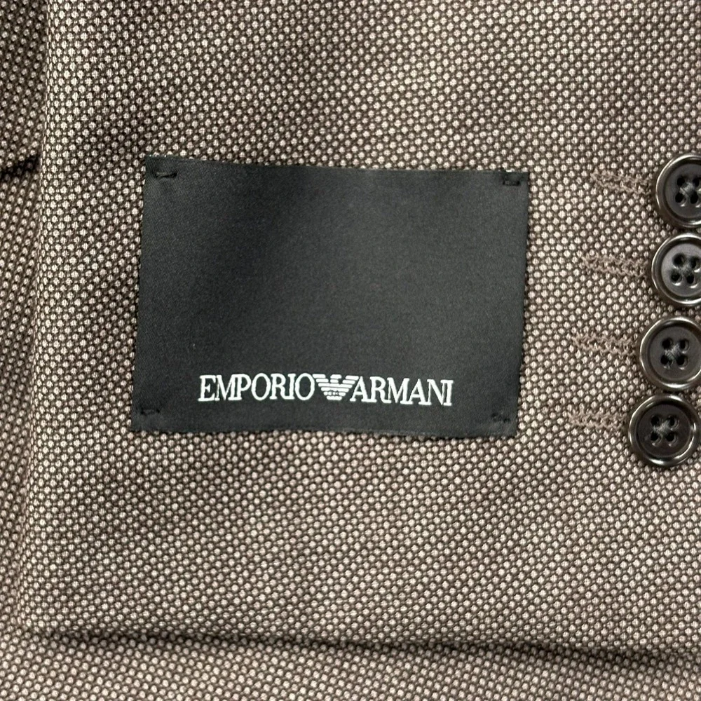 Emporio Armani G Line Blazer Mens 38R US Brown Micro Pattern Virgin Wool NEW